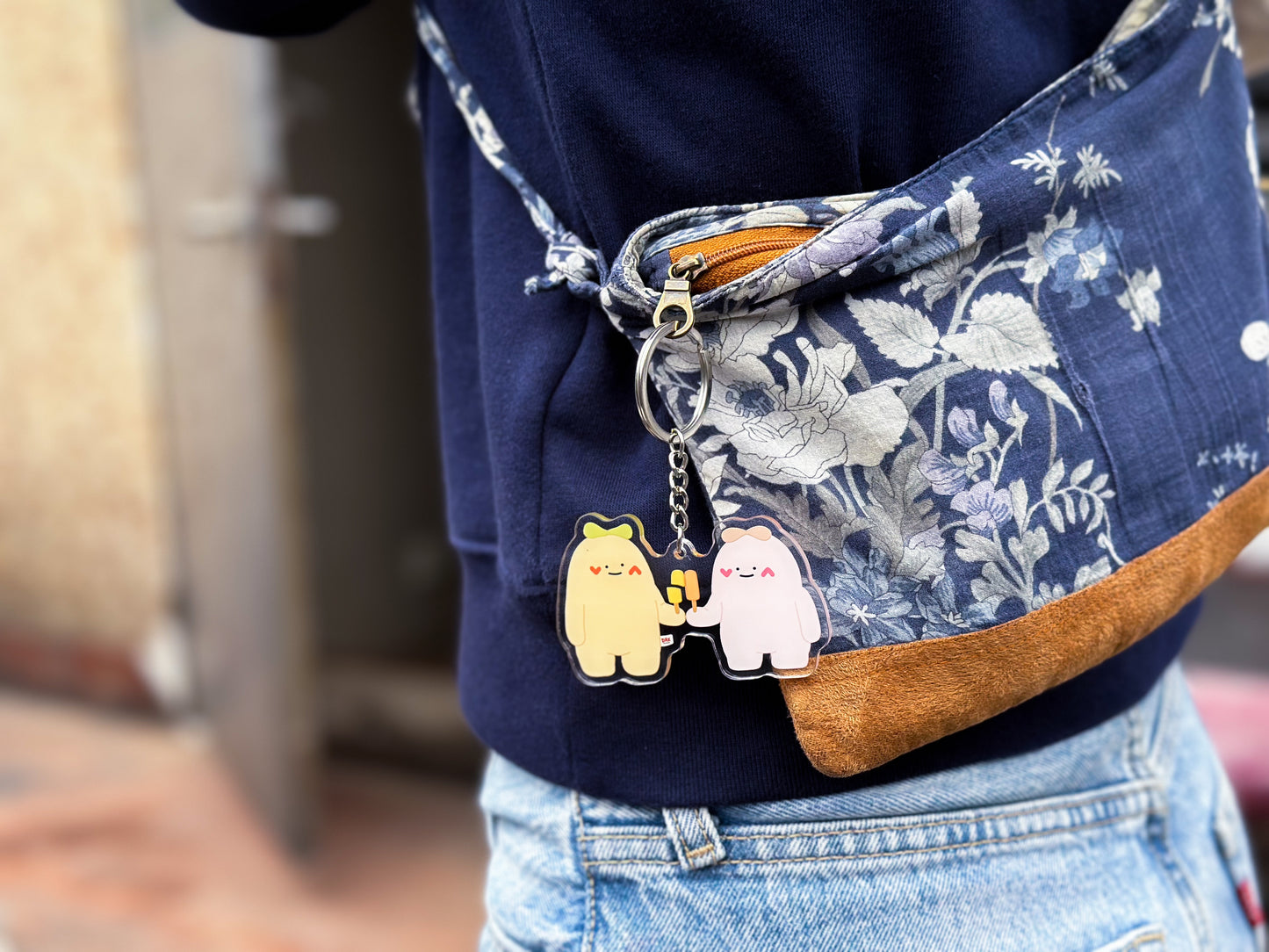"Sharing Popsicle Sharing Love" Keyring