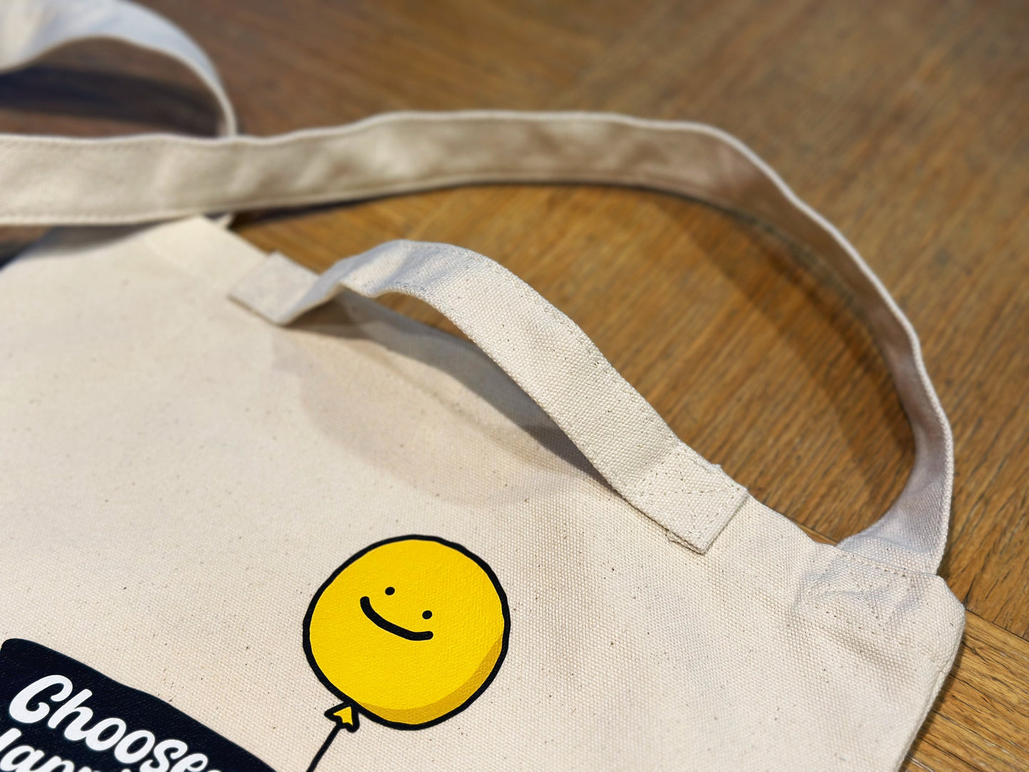 "Flying with Happy Balloon" Tote Bag with Short Handle