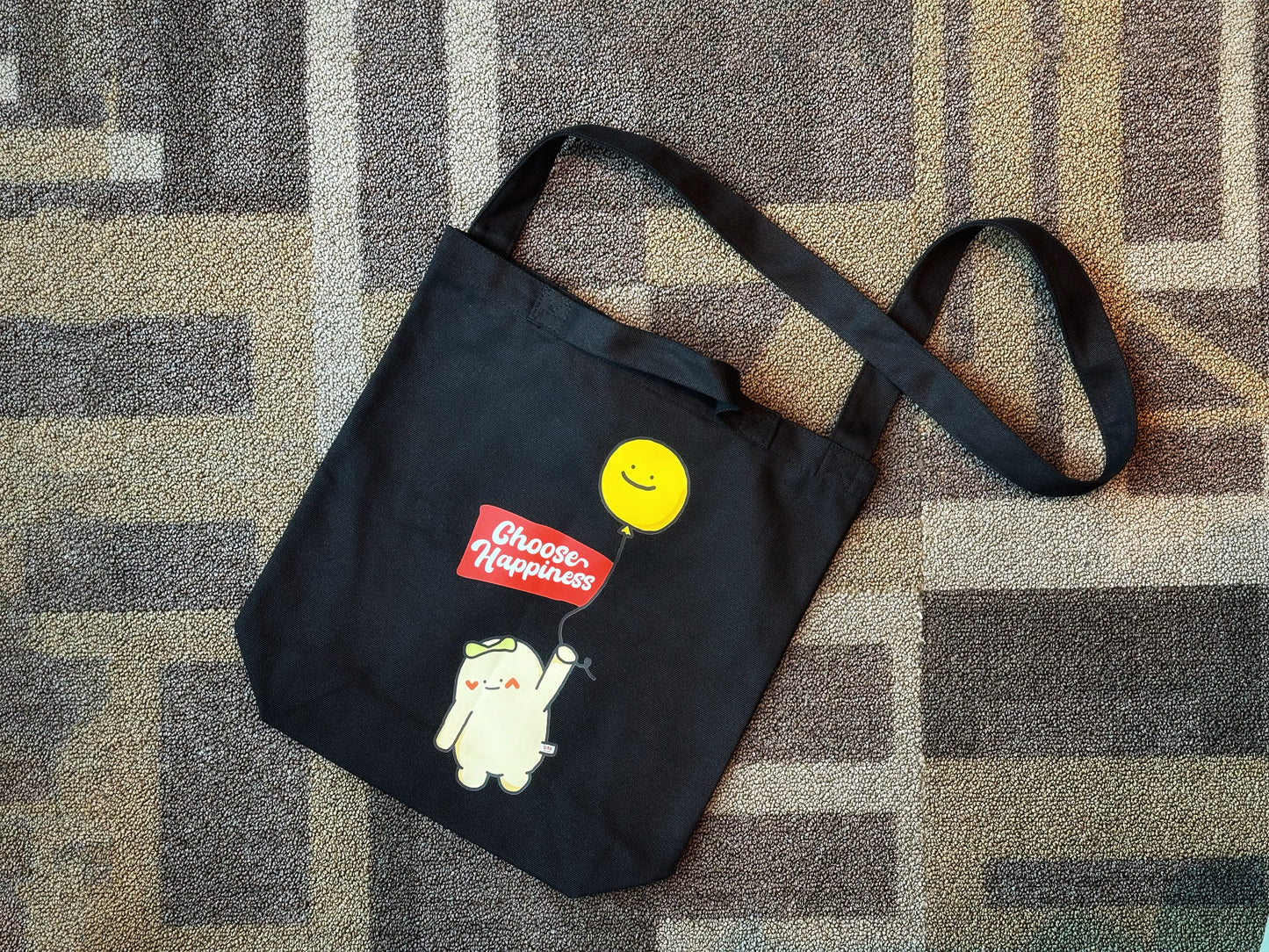 "Flying with Happy Balloon" Tote Bag with Short Handle