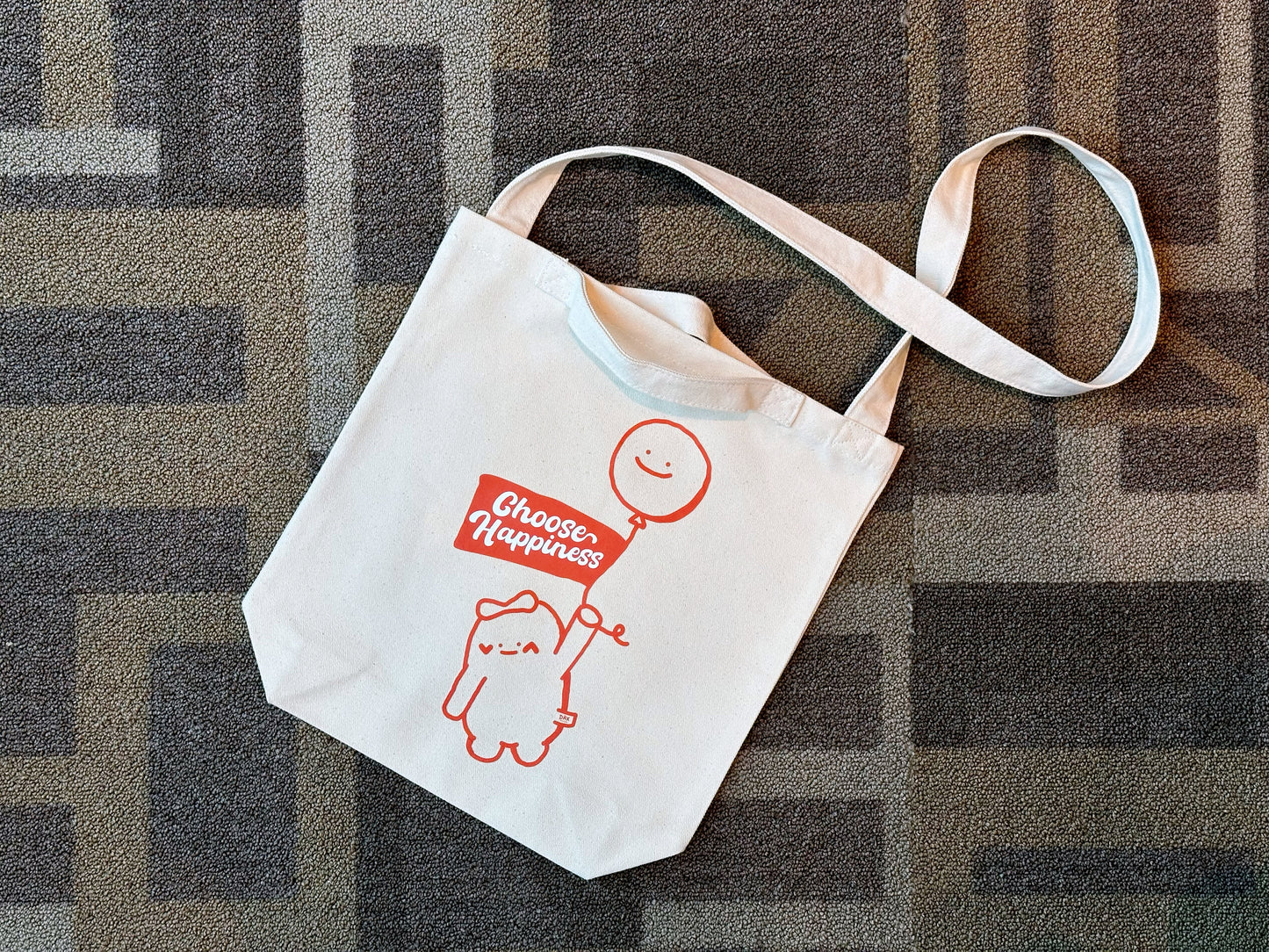 "Flying with Happy Balloon" Tote Bag with Short Handle