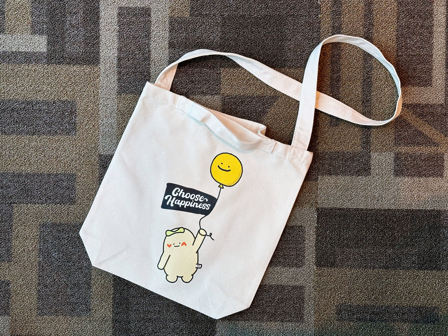 "Flying with Happy Balloon" Tote Bag with Short Handle