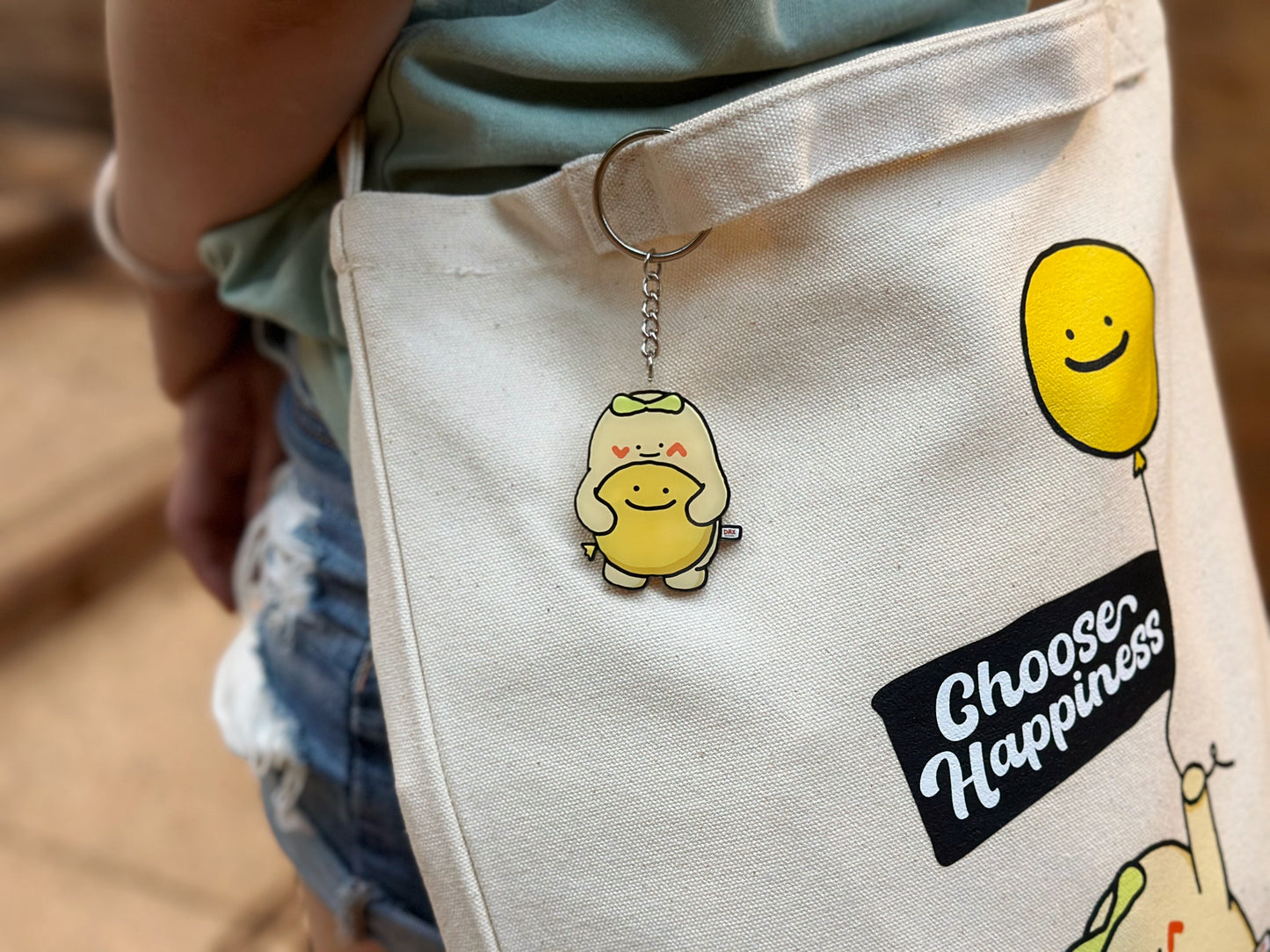 "Flying with Happy Balloon" Keyring