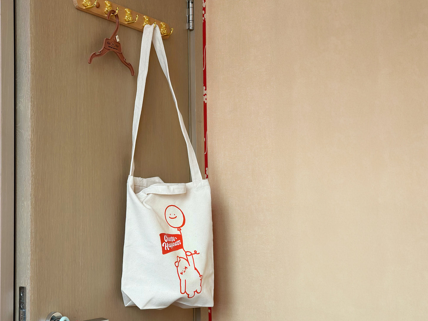 "Flying with Happy Balloon" Tote Bag with Short Handle