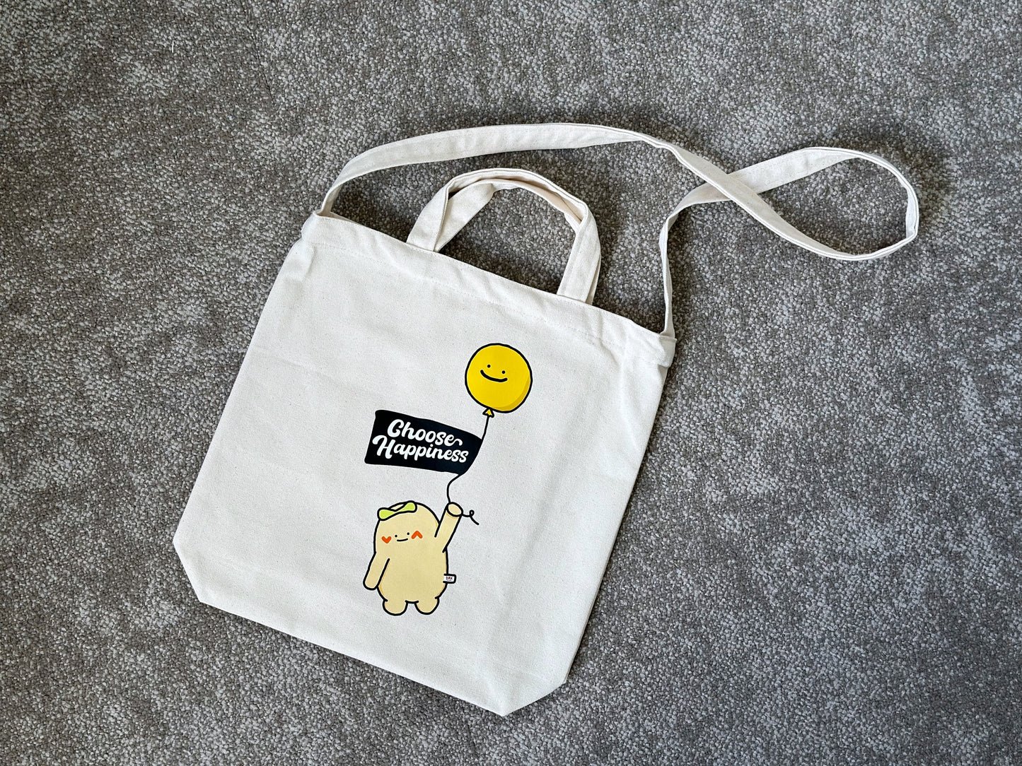 "Flying with Happy Balloon" Tote Bag with Long Handle