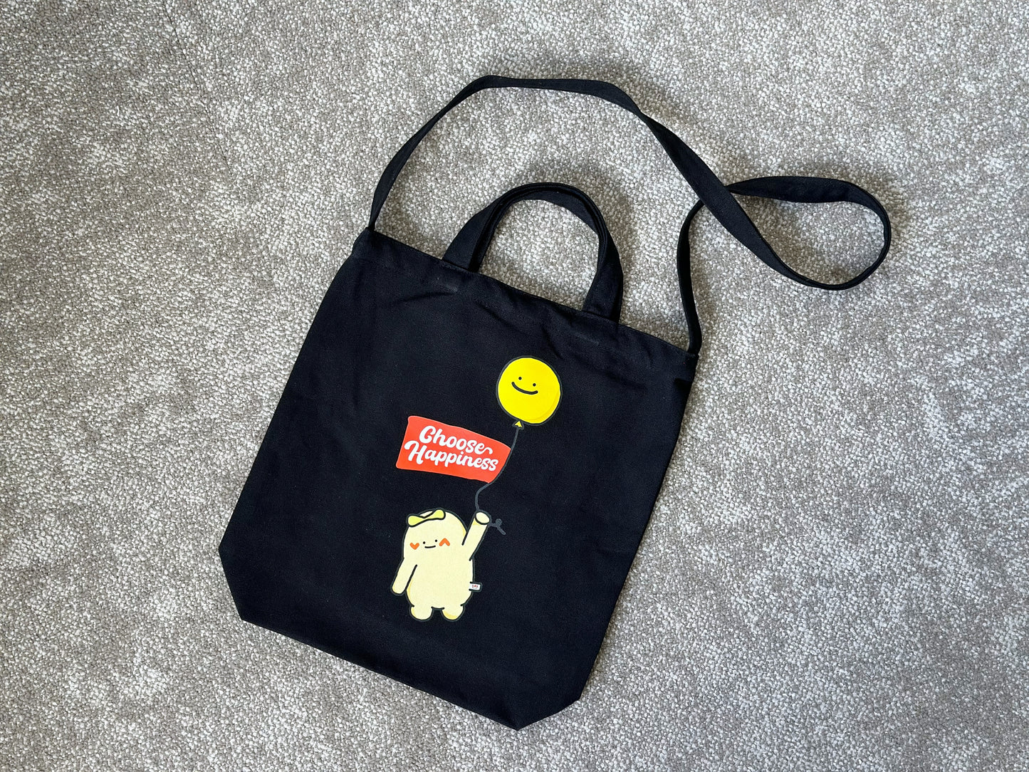"Flying with Happy Balloon" Tote Bag with Long Handle
