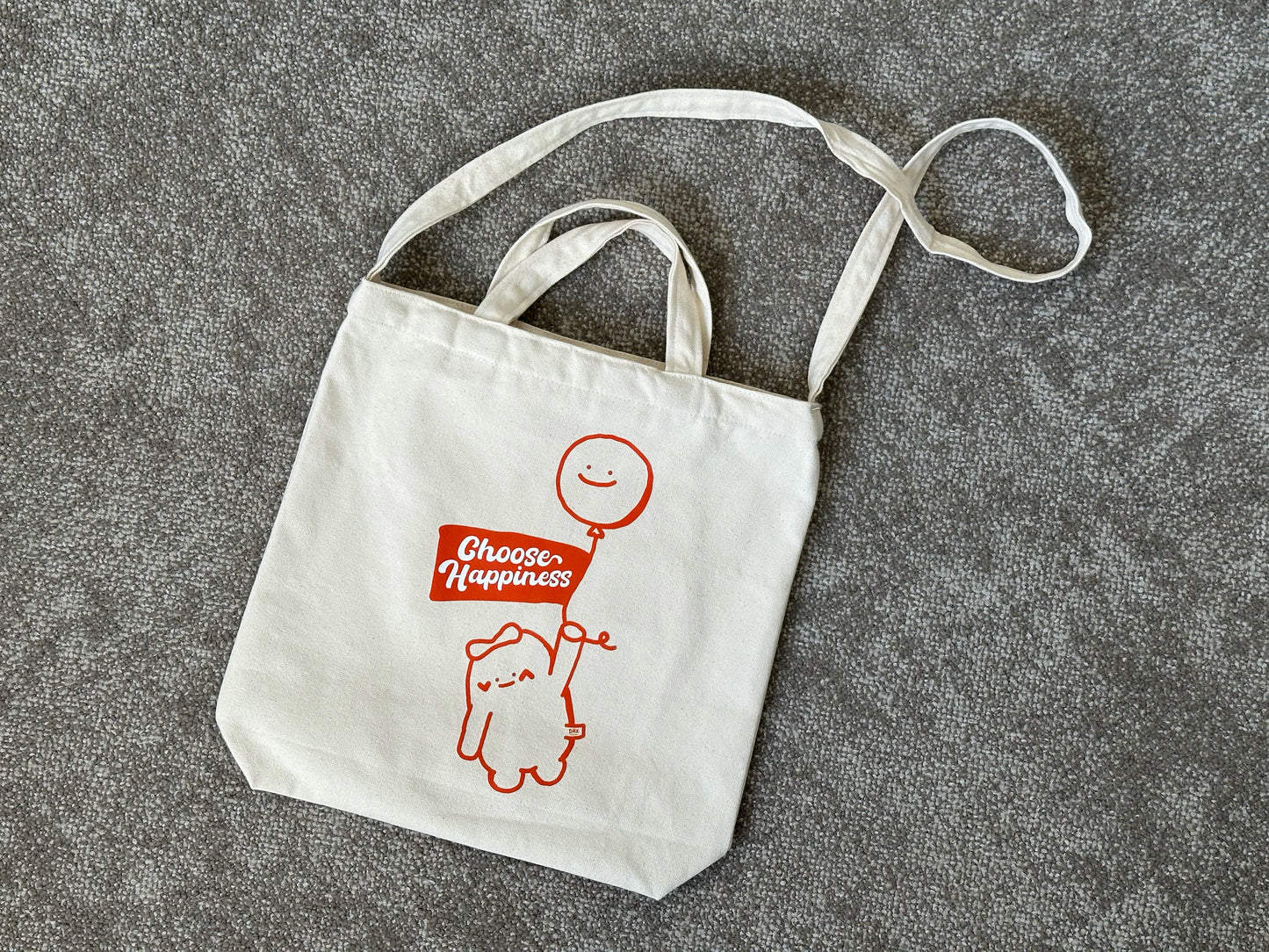 "Flying with Happy Balloon" Tote Bag with Long Handle